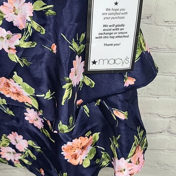 Macy's NWT Woman's Navy Floral Lace Up Formal Corset Prom Dress Homecoming Party - Picture 7 of 14